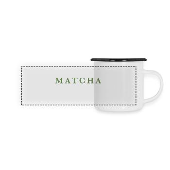 Amoureux du matcha et du thé vert - Mug panoramique émaillé - blanc/noir - Devant