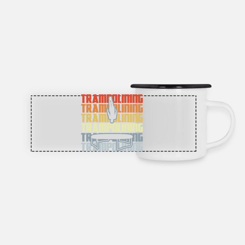 Saut de trampoline vintage - Mug panoramique émaillé - blanc/noir