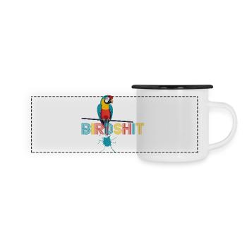 Parrot Rainbow BLUE SHIT - HAPPY BIRD - Panoramic Camper Mug - white/black - Front
