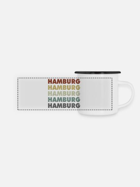 Hamburg - Hansestadt - Deutschland - Germany - Panorama Emaille-Tasse - Weiß/Schwarz