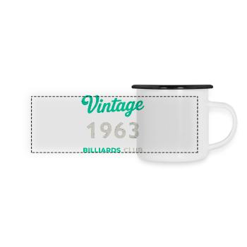 Vintage 1963 – Billiards Club Retro Geburtsjahr - Panorama Emaille-Tasse - Weiß/Schwarz - Vorne