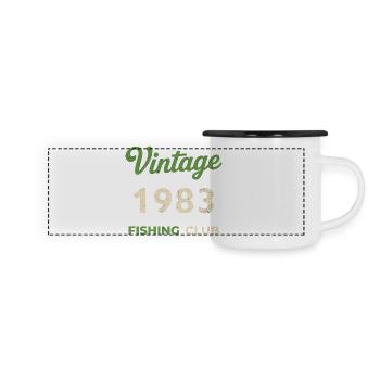 Vintage 1983 – Année de naissance rétro du club de pêche - Mug panoramique émaillé - blanc/noir - Devant