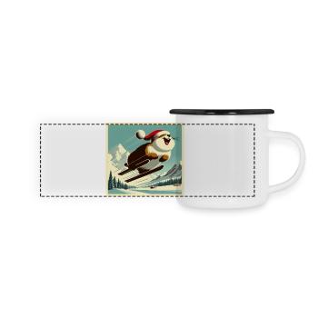Marmotte Ski Vintage - Mug panoramique émaillé - blanc/noir - Devant