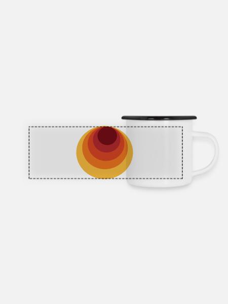 Retro Kreis Polka Dot - Panorama Emaille-Tasse - Weiß/Schwarz