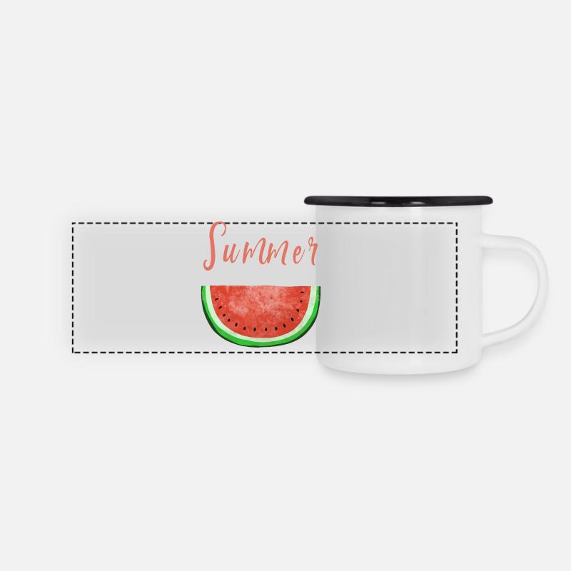 Summer Time Watermelon - Melon - Summer - Panoramic Camper Mug - white/black