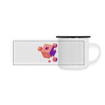 Cube Escher Space Nerd 3D AI Geek Cool PC Techie - Panoramic Camper Mug - white/black - Front