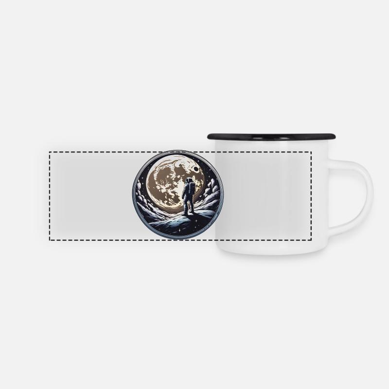 Moon man - Panoramic Camper Mug - white/black
