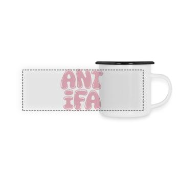 Antifa - Produits dérivés antifascistes - Mug panoramique émaillé - blanc/noir - Devant