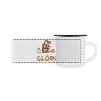 Eule Glory - Panorama Emaille-Tasse - Weiß/Schwarz - Vorne