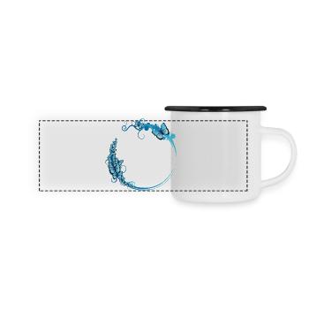 blue butterfly frame for your own texts - Panoramic Camper Mug - white/black - Front