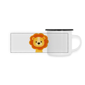Bébé Lion - Mug panoramique émaillé - blanc/noir - Devant
