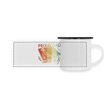 Diskjockey Papa - Panorama Emaille-Tasse - Weiß/Schwarz - Vorne