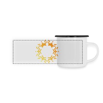 Schneeflocke Symbol Schnee Stern Logo icon - Panorama Emaille-Tasse - Weiß/Schwarz - Vorne