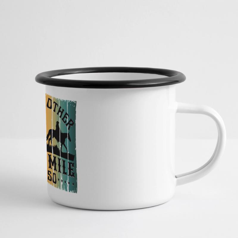 ES IST NOCH EINE HALBE MEILE ODER SO Panorama Emaille-Tasse