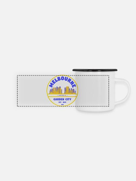 Melbourne Gartenstadt Skyline - Panorama Emaille-Tasse - Weiß/Schwarz