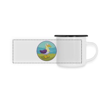 Albatross Cute Kawaii Cartoon Clipart Animal Pet - Panoramic Camper Mug - white/black - Front