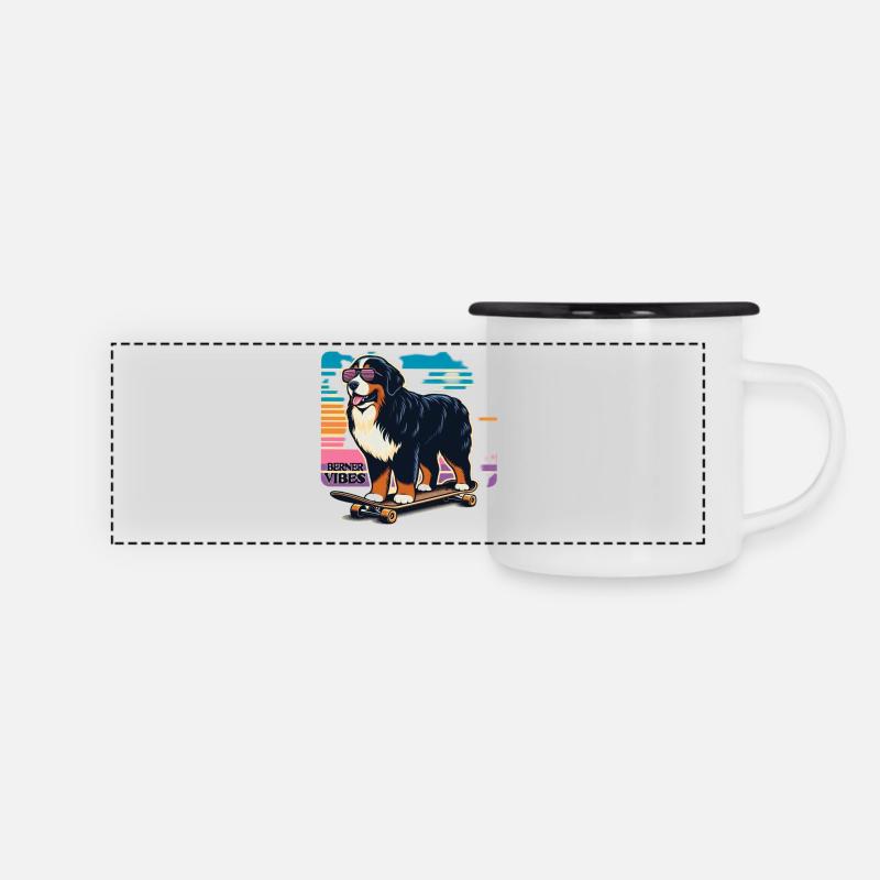 Bouvier bernois - Mug panoramique émaillé - blanc/noir