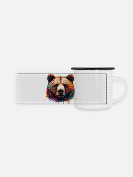 Bär - Panorama Emaille-Tasse - Weiß/Schwarz