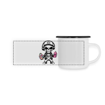Graffiti Sprayer - Panorama Emaille-Tasse - Weiß/Schwarz - Vorne