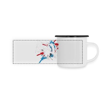 Dessin de volley-ball - Mug panoramique émaillé - blanc/noir - Devant