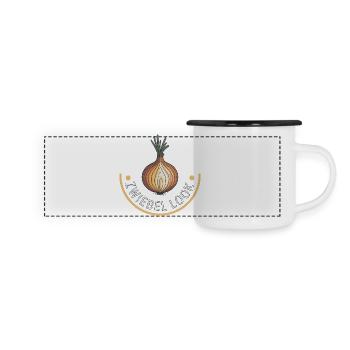 Zwiebellook Outdoor Wandern Trekking - Panorama Emaille-Tasse - Weiß/Schwarz - Vorne