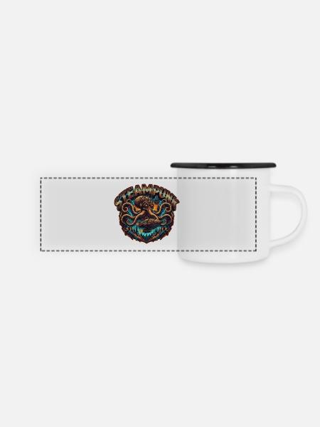 Steampunk Ästhetik & Retro-futurismus steam - Panorama Emaille-Tasse - Weiß/Schwarz