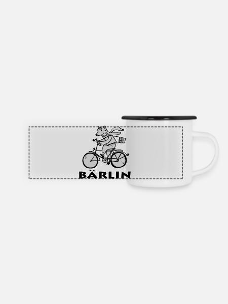 Berliner Bär / Bärliner Bär - Panorama Emaille-Tasse - Weiß/Schwarz