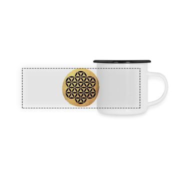 Cercle de Yoga Fleur de Vie Motif Or om Namaste - Mug panoramique émaillé - blanc/noir - Devant