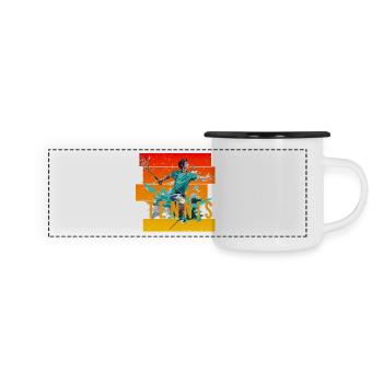 Tennis - Panorama Emaille-Tasse - Weiß/Schwarz - Vorne