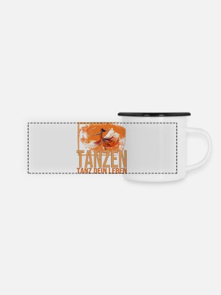 Tanz dein Leben - Panorama Emaille-Tasse - Weiß/Schwarz