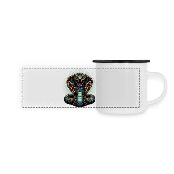 motif serpent Cobra dynamique et coloré - Mug panoramique émaillé - blanc/noir - Devant