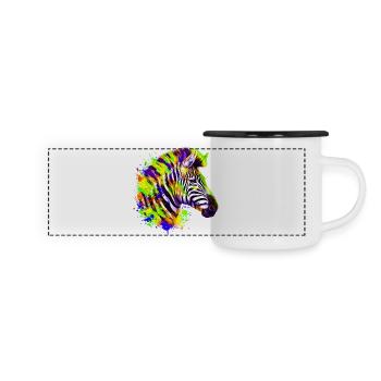 Zebra - Panorama Emaille-Tasse - Weiß/Schwarz - Vorne