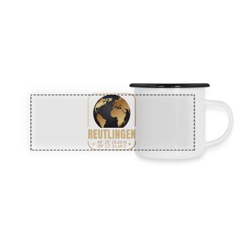 Reutlingen - Panorama Emaille-Tasse - Weiß/Schwarz - Vorne
