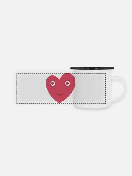 Herzaugen - Panorama Emaille-Tasse - Weiß/Schwarz