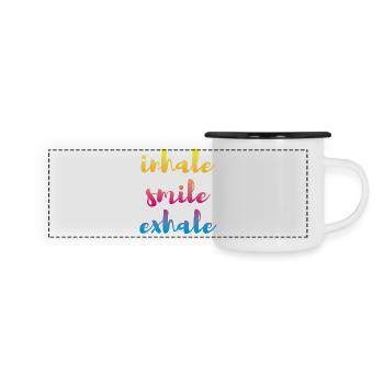 inhale exhale yoga course meditation colorful - Panoramic Camper Mug - white/black - Front