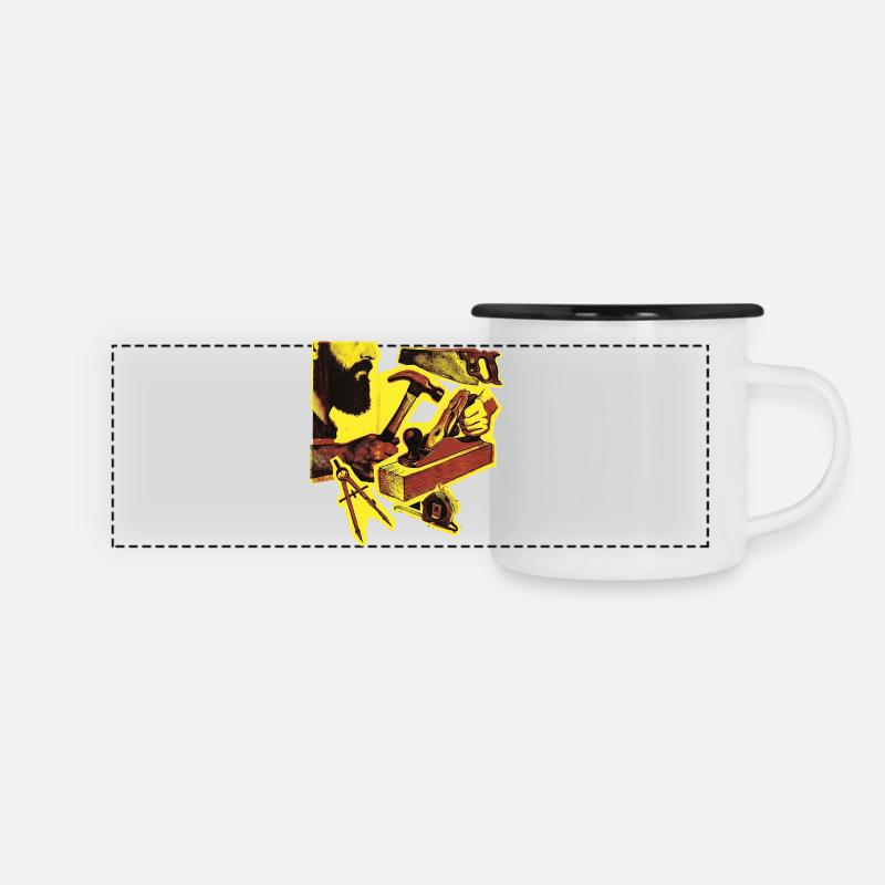 Artisan Charpentier Charpentier Menuisier Vintage - Mug panoramique émaillé - blanc/noir