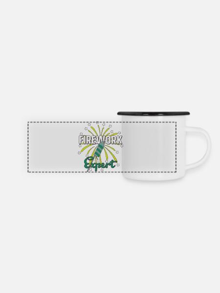 Firework Expert - Panorama Emaille-Tasse - Weiß/Schwarz