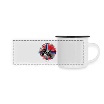 Pêche en Norvège - Mug panoramique émaillé - blanc/noir - Devant
