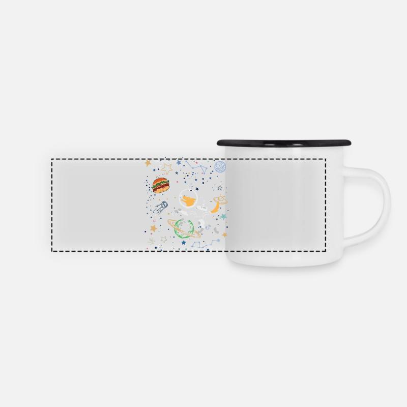 Space Explorer with Astronaut Fox - Panoramic Camper Mug - white/black