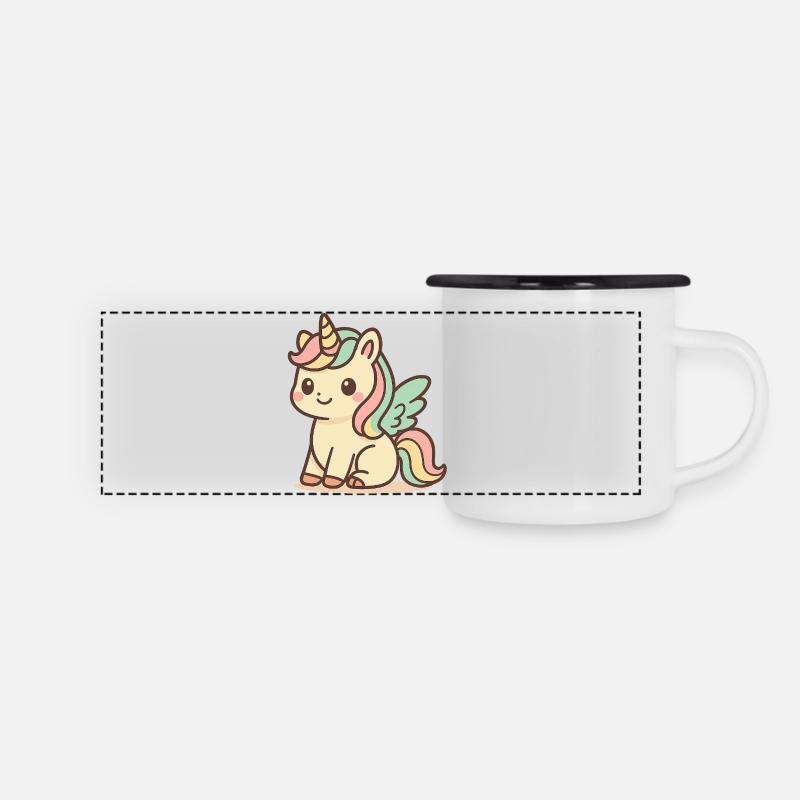 Cute Rainbow Winged Unicorn - Panoramic Camper Mug - white/black