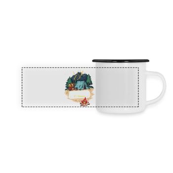 Outdoor-Abenteuer-Naturzelt - Panorama Emaille-Tasse - Weiß/Schwarz - Vorne