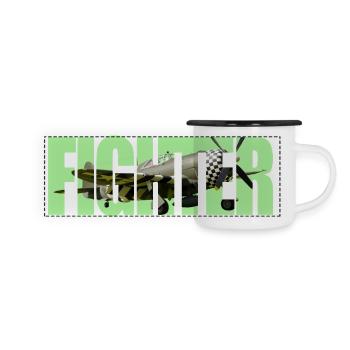 Chasseur P-47 Thunderbolt - Mug panoramique émaillé - blanc/noir - Devant