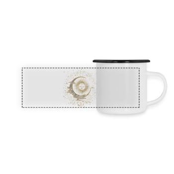 Le soleil et la lune avec des étoiles - Mug panoramique émaillé - blanc/noir - Devant