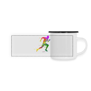 Demi-marathon runner sprint triathlète Finisher - Mug panoramique émaillé - blanc/noir - Devant