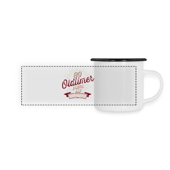 89. Geburtstag Oldtimer - Panorama Emaille-Tasse - Weiß/Schwarz - Vorne