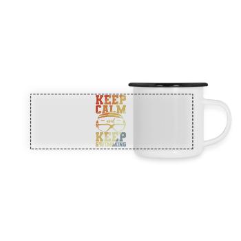 Lustiger Schwimmer Witz - Panorama Emaille-Tasse - Weiß/Schwarz - Vorne