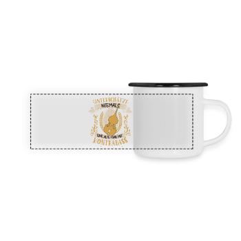 Kontrabass Musikerin Streichinstrument Geschenk - Panorama Emaille-Tasse - Weiß/Schwarz - Vorne