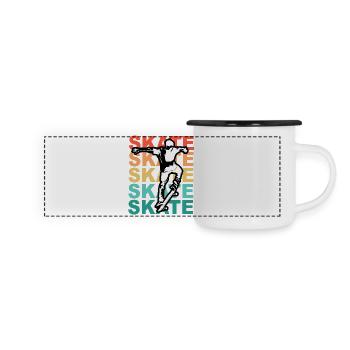 Skateboarding Cool Skater Boy Bunt - Panorama Emaille-Tasse - Weiß/Schwarz - Vorne