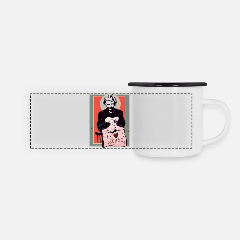 Techno couture Art Illustration - Mug panoramique émaillé - blanc/noir