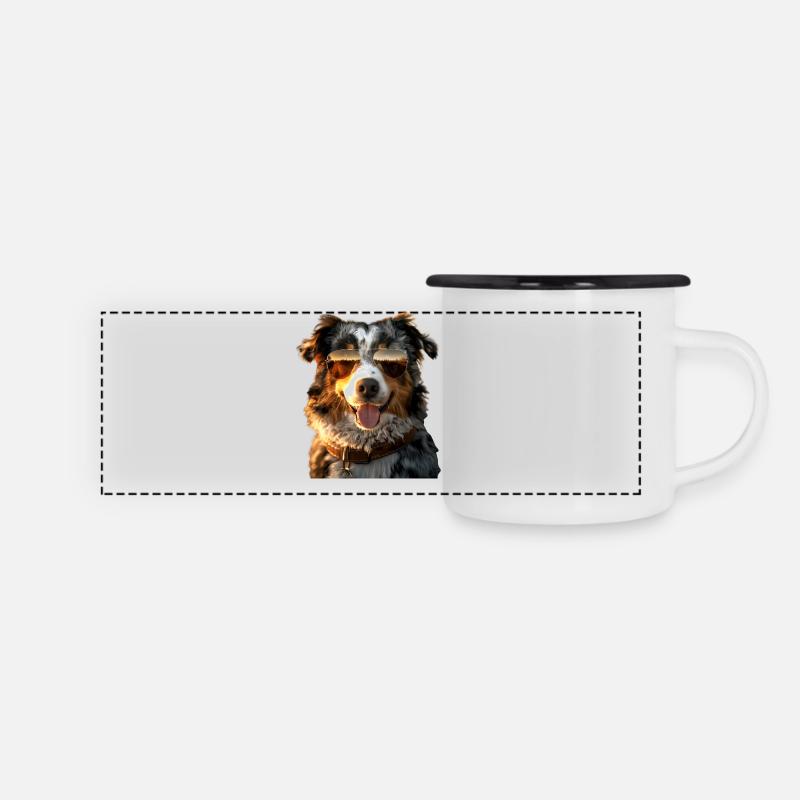 Australian Shepherd Dog Lover Cute Aussie - Panoramic Camper Mug - white/black